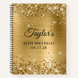 Glittery Gold Foil 40th Birthday Notebook