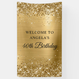 Glittery Gold Foil 40th Birthday Vertical Banner