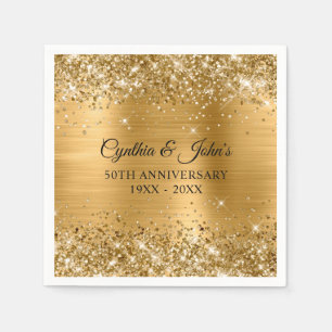 Glittery Gold Foil 50th Anniversary Napkin