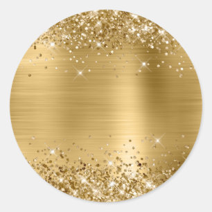 Glittery Gold Foil Blank Classic Round Sticker