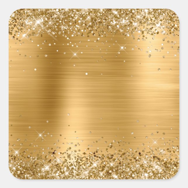 Glittery Gold Foil Blank Square Sticker (Front)