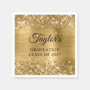 Glittery Gold Foil Graduation Napkin