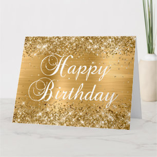 Glittery Gold Foil Happy Birthday Card