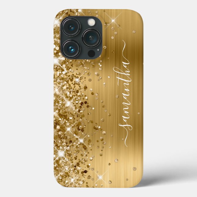 Glittery Gold Foil Modern Girly Signature Case-Mate iPhone Case (Back)