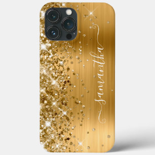 Glittery Gold Foil Modern Girly Signature iPhone 13 Pro Max Case