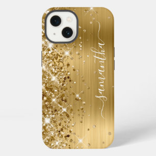 Glittery Gold Foil Modern Girly Signature iPhone 13 Case