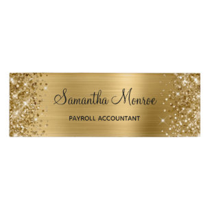 Glittery Gold Foil Name Tag