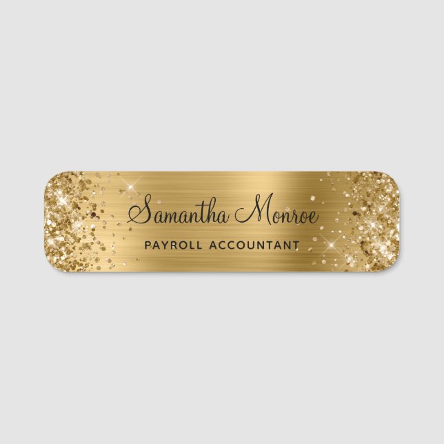 Glittery Gold Foil Name Tag (Front)