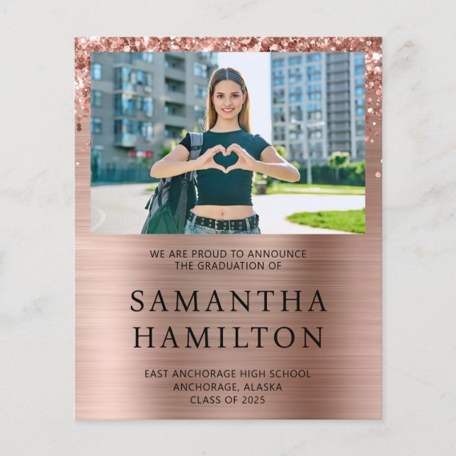 Glittery Gold Foil Photo Graduation Flyer (Front)