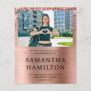 Glittery Gold Foil Photo Graduation Flyer