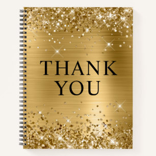Glittery Gold Foil Thank You Guest Notebook