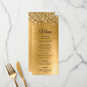Glittery Gold Foil Wedding Reception Menu