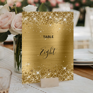Glittery Gold Foil Wedding Table Number 5x7 Card