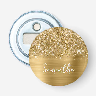 Glittery Gold Glam Name Bottle Opener