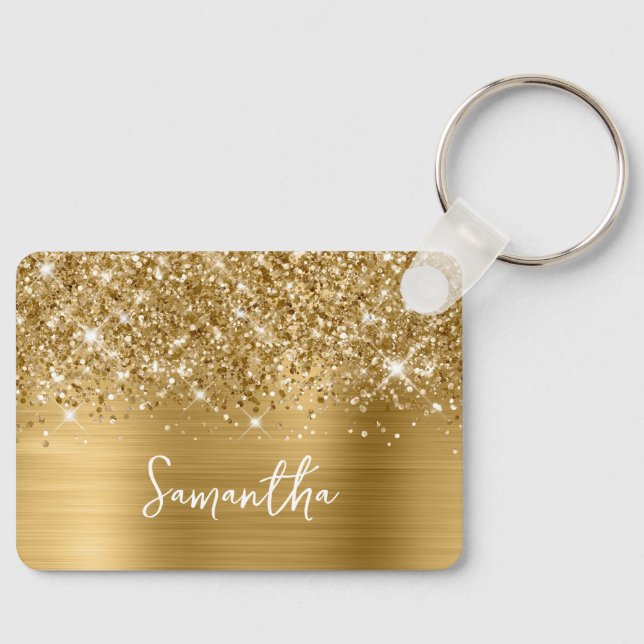 Glittery Gold Glam Name Keychain (Front)