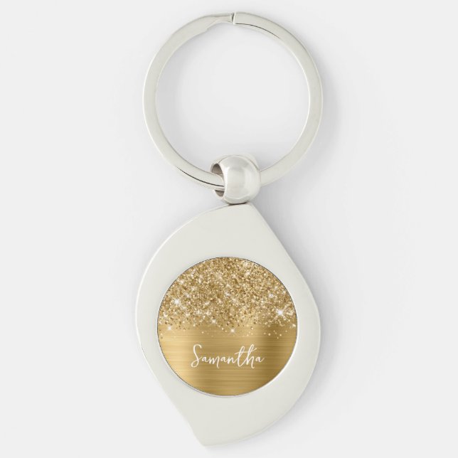 Glittery Gold Glam Name Keychain (Front)