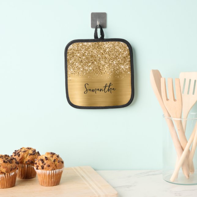 Glittery Gold Glam Name Pot Holder (Insitu(Hanging))