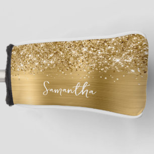 Glittery Gold Glam Script Name Golf Head Cover