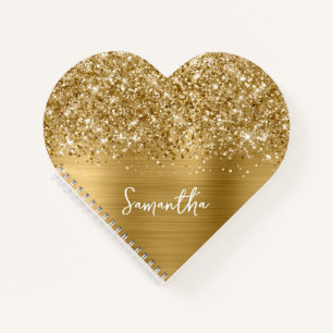 Glittery Gold Glam Script Name Notebook