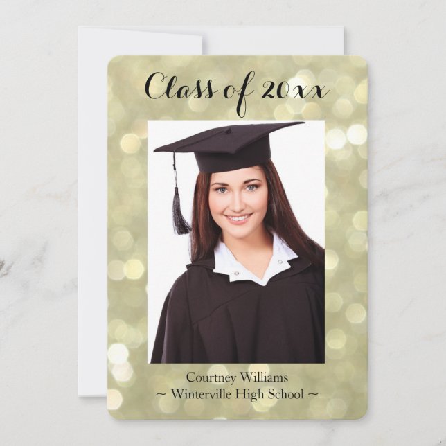 Glittery Gold Graduation Faire-part photo (Devant)