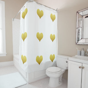 Glittery Gold Heart Patterns White Custom Colour