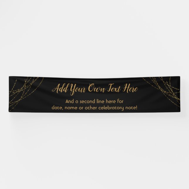 Glittery Gold Light Strings Add Your Own Text Banner (Horizontal)
