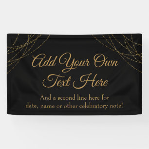 Glittery Gold Light Strings Add Your Own Text Banner