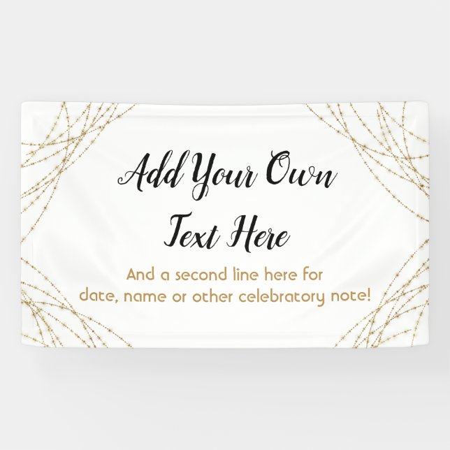 Glittery Gold Light Strings Add Your Own Text Banner (Horizontal)