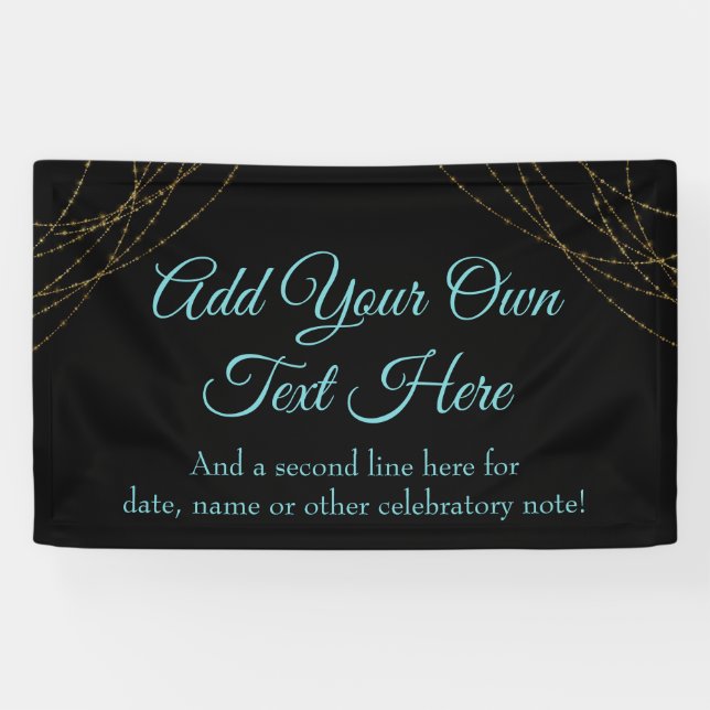 Glittery Gold Light Strings Add Your Own Text Banner (Horizontal)