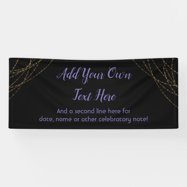 Glittery Gold Light Strings Add Your Own Text Banner (Horizontal)