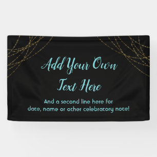 Glittery Gold Light Strings Add Your Own Text Banner