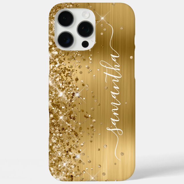 Glittery Gold Metallic Girly Signature Case-Mate iPhone Case (Back)