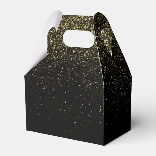 Glittery Gold on Black Favor Box (Front Side)