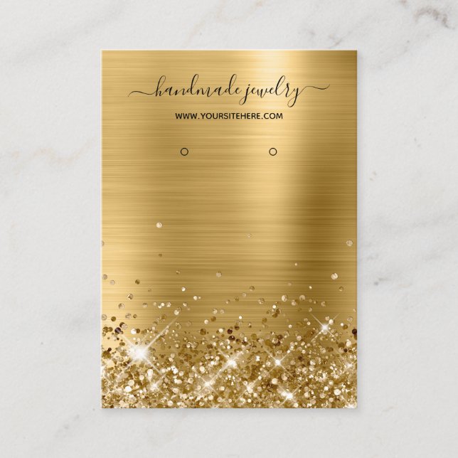 Glittery Gold Signature Earring Display Business Card (Front)