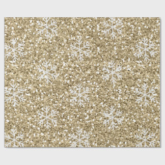 Glittery Gold Snowflake Wrapping Paper