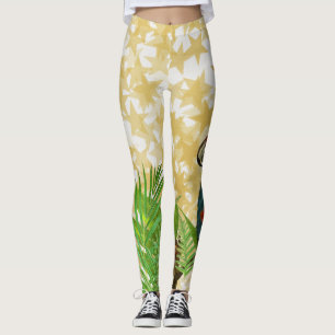 Glittery Gold Stars Parrot and Butterfly  Leggings