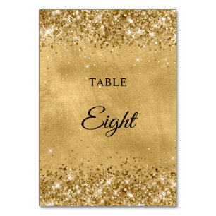 Glittery Gold Wedding Table Number