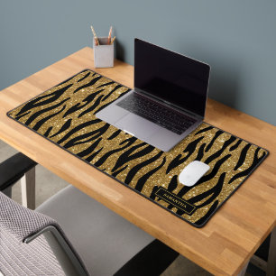 Glittery Gold Zebra Motif Personnalisé Monogramme