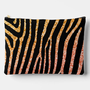 Glittery Gold Zebra Stripes Pattern Accessory Pouch