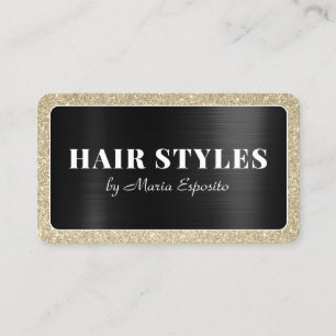 Glittery golden frame metallic surface business card