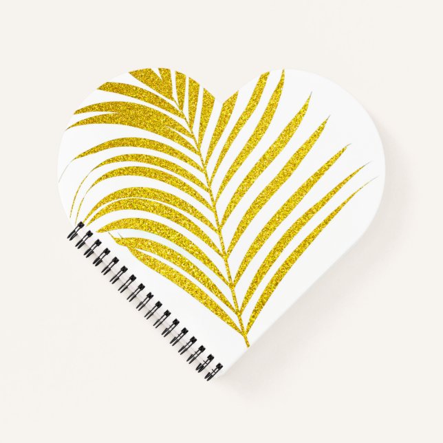 Glittery Golden Palm Tree Tropical Gift Favour Cut Notebook (Front)