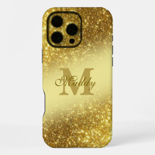 glittery golden personalized iPhone 16 pro max case
