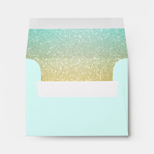 Glittery Gradient Aqua RSVP Envelope (Back (Bottom))