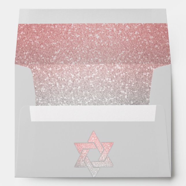 Glittery Gradient Coral Invitation Envelope (Back (Bottom))