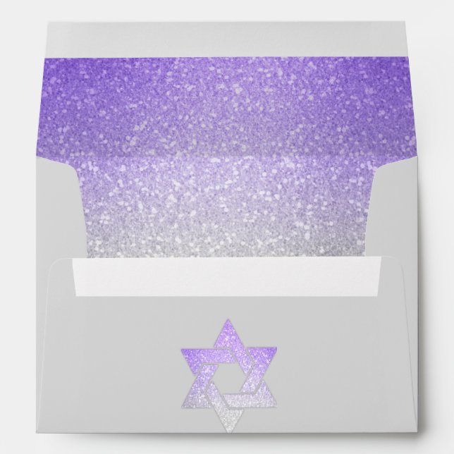 Glittery Gradient Purple  Invitation Envelope (Back (Bottom))
