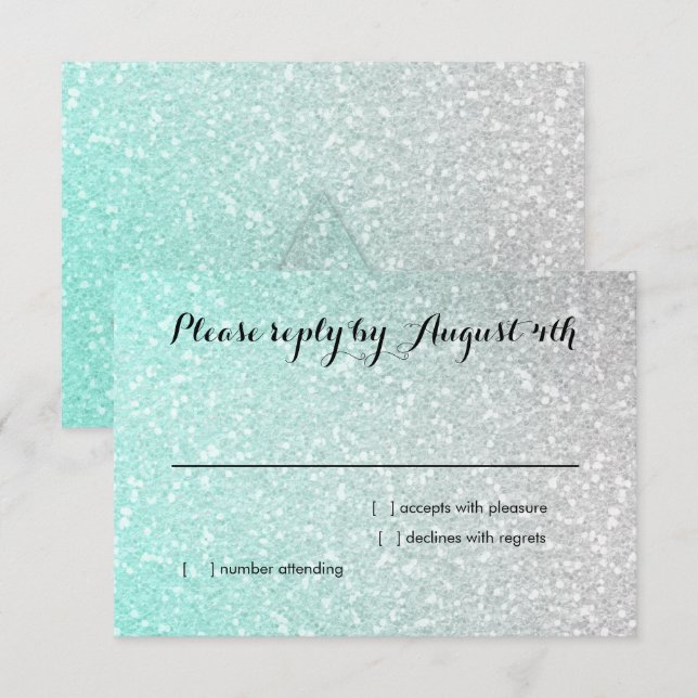 Glittery Gradient RSVP Aqua Card (Front/Back)