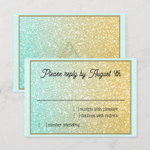 Glittery Gradient RSVP Aqua Gold