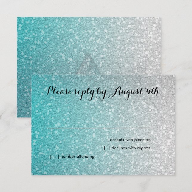 Glittery Gradient RSVP Turquoise (Front/Back)