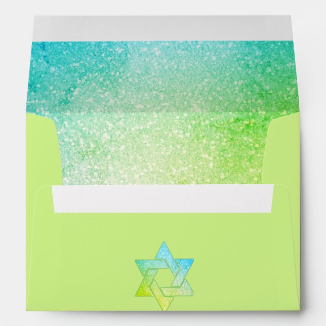 Glittery Gradient Turquouse Lime Envelope (Back (Bottom))