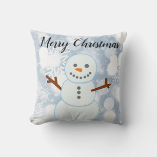 Glittery Gray Background With Snowflakes and Snow Throw Pillow